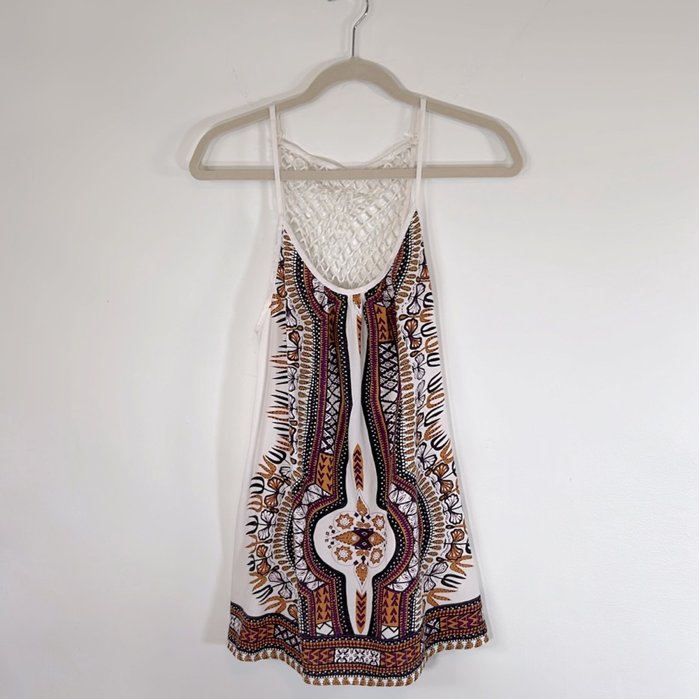 The Sloane Society Crochet Tribal Print Women’s Size XS Spaghetti Strap Tank Top